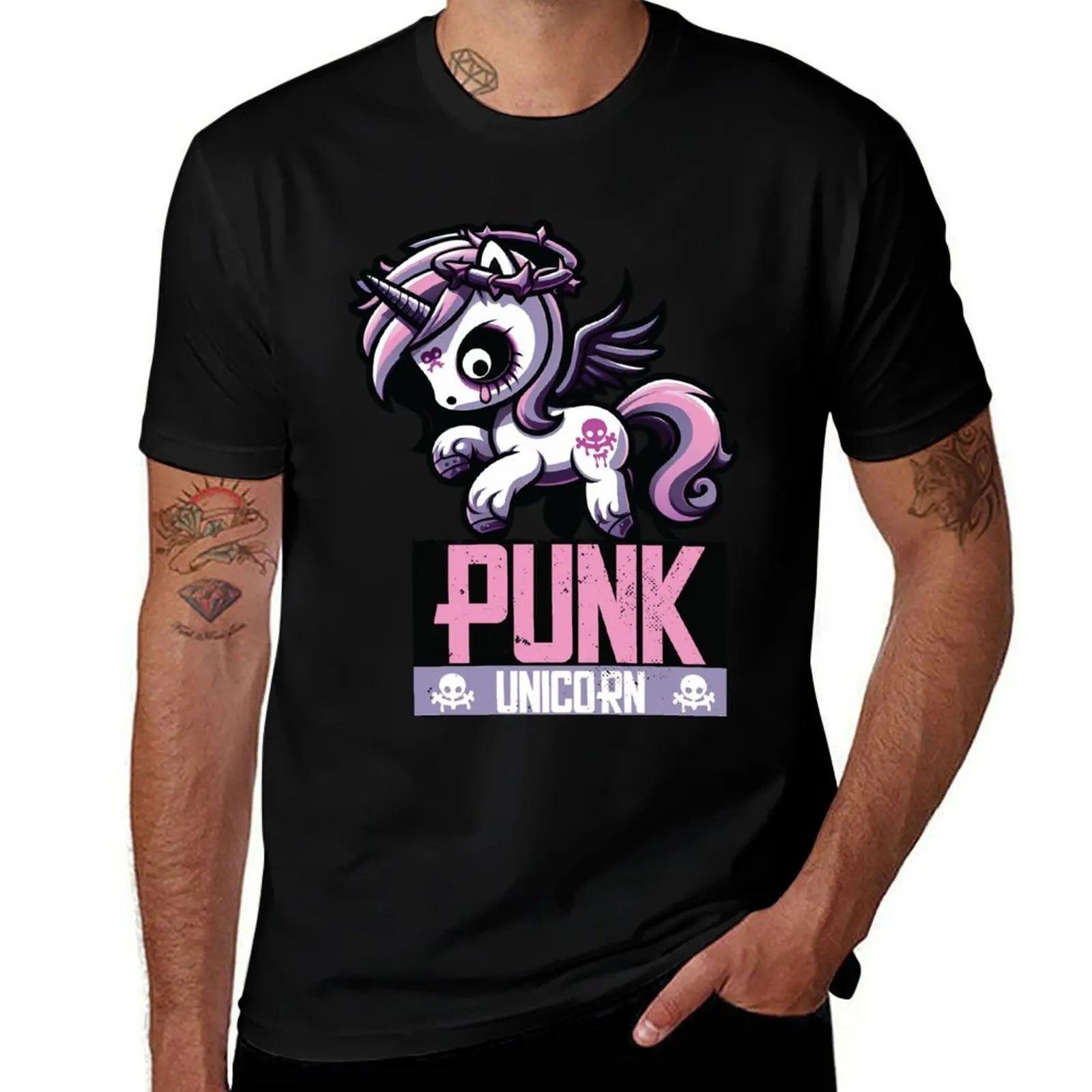 

Punk Cursed Unicorn T-Shirt Comfort Stretch Tee Shirt