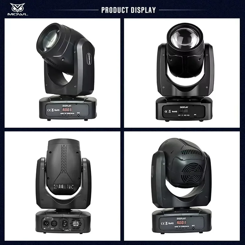 128W Mini LED Beam Moving Head Projection Light DMX512 Compact Stage Equipment for DJ Disco Party Lighting Setup
