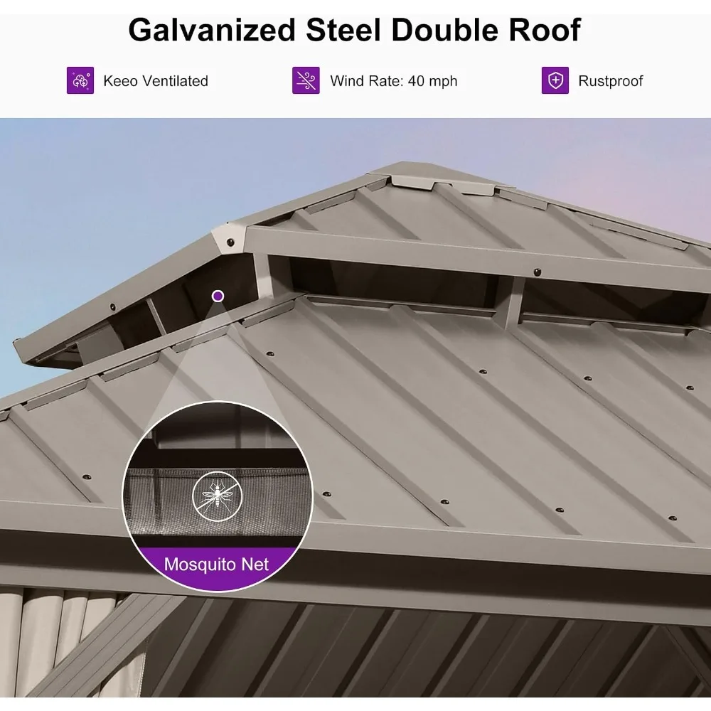 Outdoor Hardtop Gazebo 10' x 10  Aluminum Structure view 6