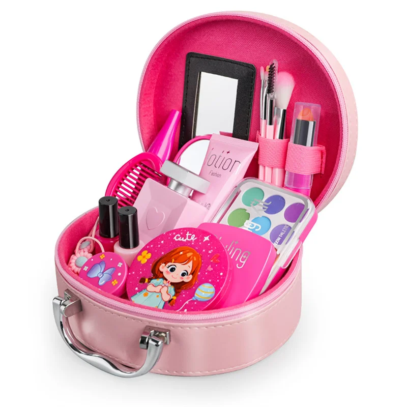 Roze Simulatie Meisje Schoonheid Speelspel Cosmetica Tas Speelgoedset Educatieve Make-up Nagelverf Lippenstift Speelgoed voor Kinderen Meisje Geschenken