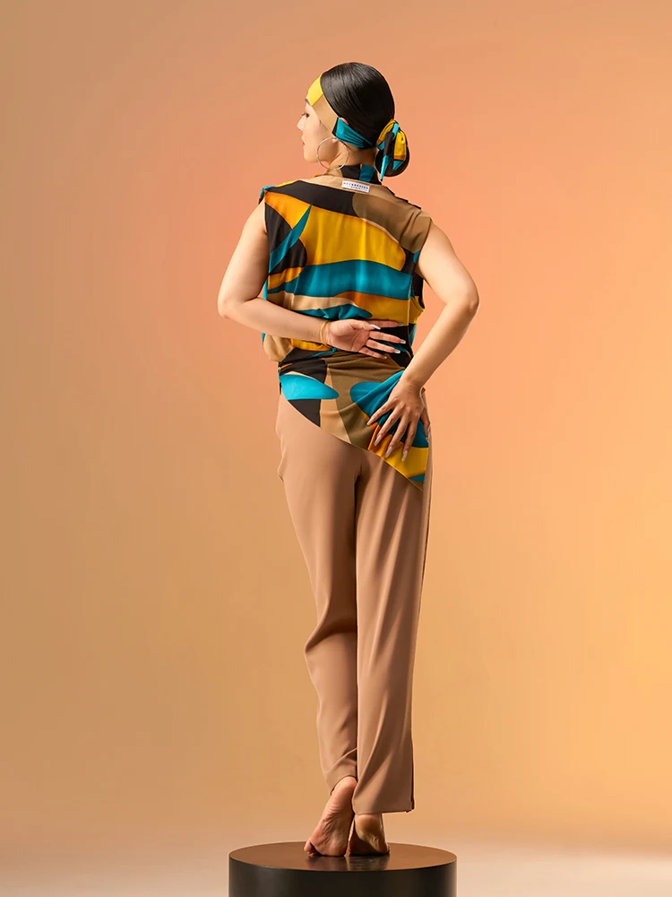 Original Design Latin Dance Women's Practice Suit Top orm Size Multicolor Breathable Sl Splicing V-ne mid Elastici