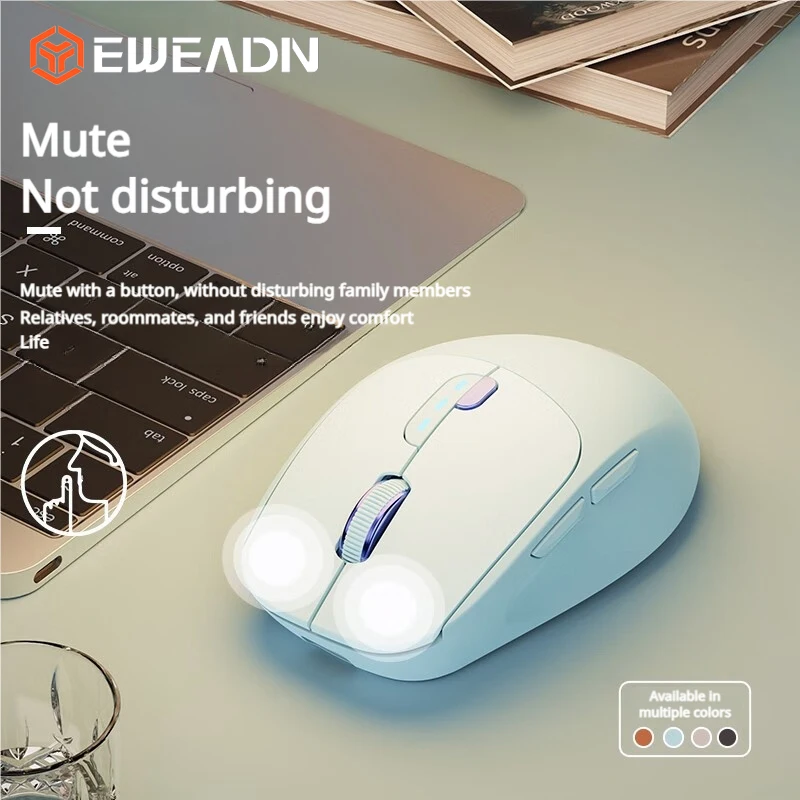 EWEADN Q5 Dual Mode Wireless Mouse Battery Display Silent Click Type-C Rechargeable 3-Speed DPI Ergonomic Mice for PC/Mac/Laptop