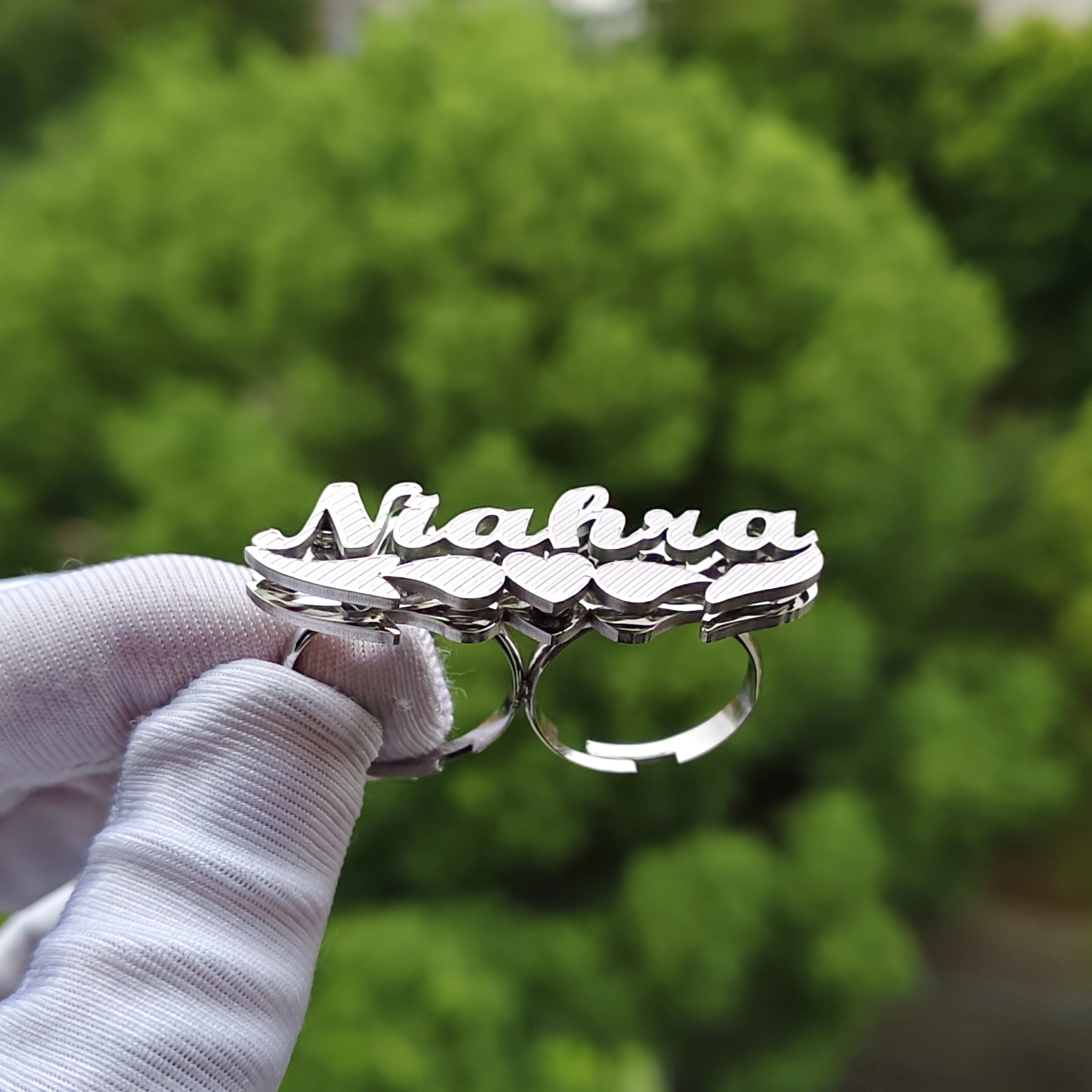 

DHQH Новое оптовое индивидуальное имя, двухслойное 3D-кольцо, персонализированное регулируемое кольцо с буквой 3D, подарок на День святого Валентина для нее/Him