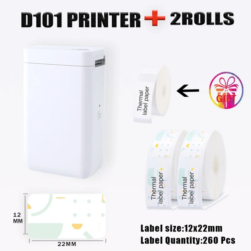 Compatible & Lightweight Niimbot D101 Thermal Label Printer Supports IOS & Android Systems Connect by Bluetooth Easy to Printing