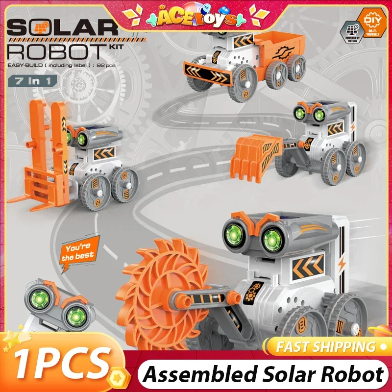 

DIY Assembled Solar Robot Electric Dual-Drive 7-In-1 92pieces Easy-Build Programming Best Gifts Science Educational Toys Boys