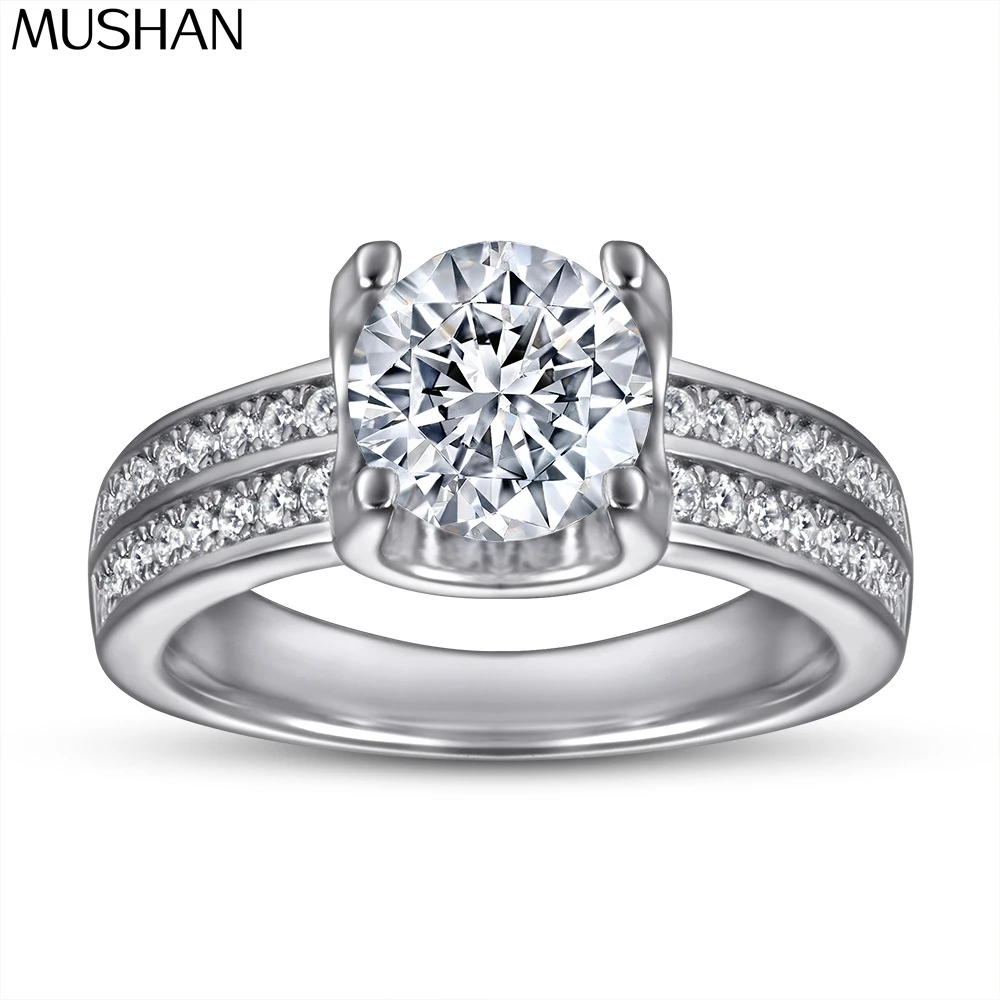 

MuShan Jewelry 925 Sterling Silver Ring Wedding Band High Carbon Diamond Bridesmaid Gift Chic Style Women Rings Fine Jewelry