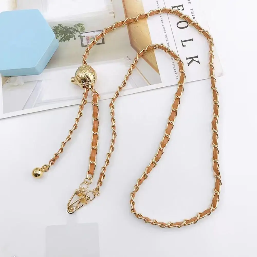 

Модный регулируемый металлический кожаный ремешок через плечо, брелок, украшения, анти-потерянная веревка, подвесной шнур для шеи, аксессуары для телефонов