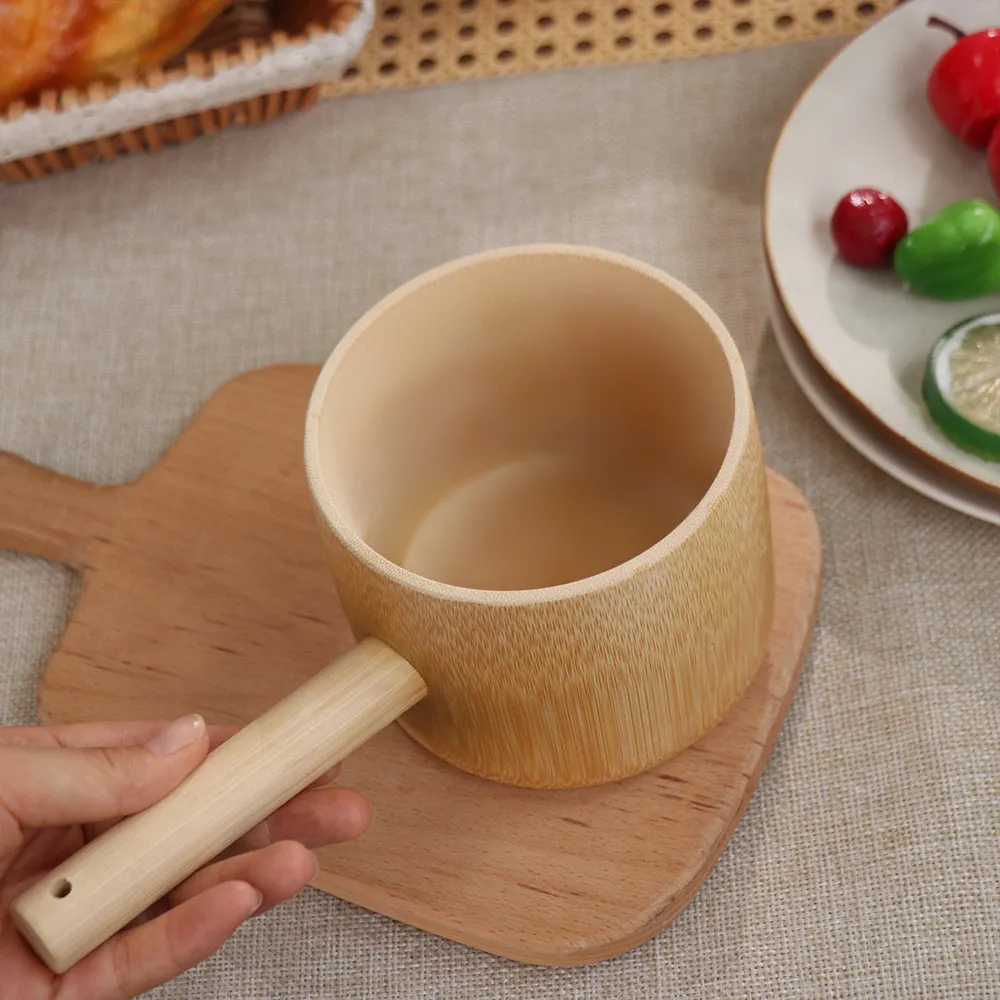 Large Capacity Bamboo Water Ladle Deep Bowl Wear Resistant Garden Watering Scoop Smooth Surface with Hanging Hole Kitchen Bailer