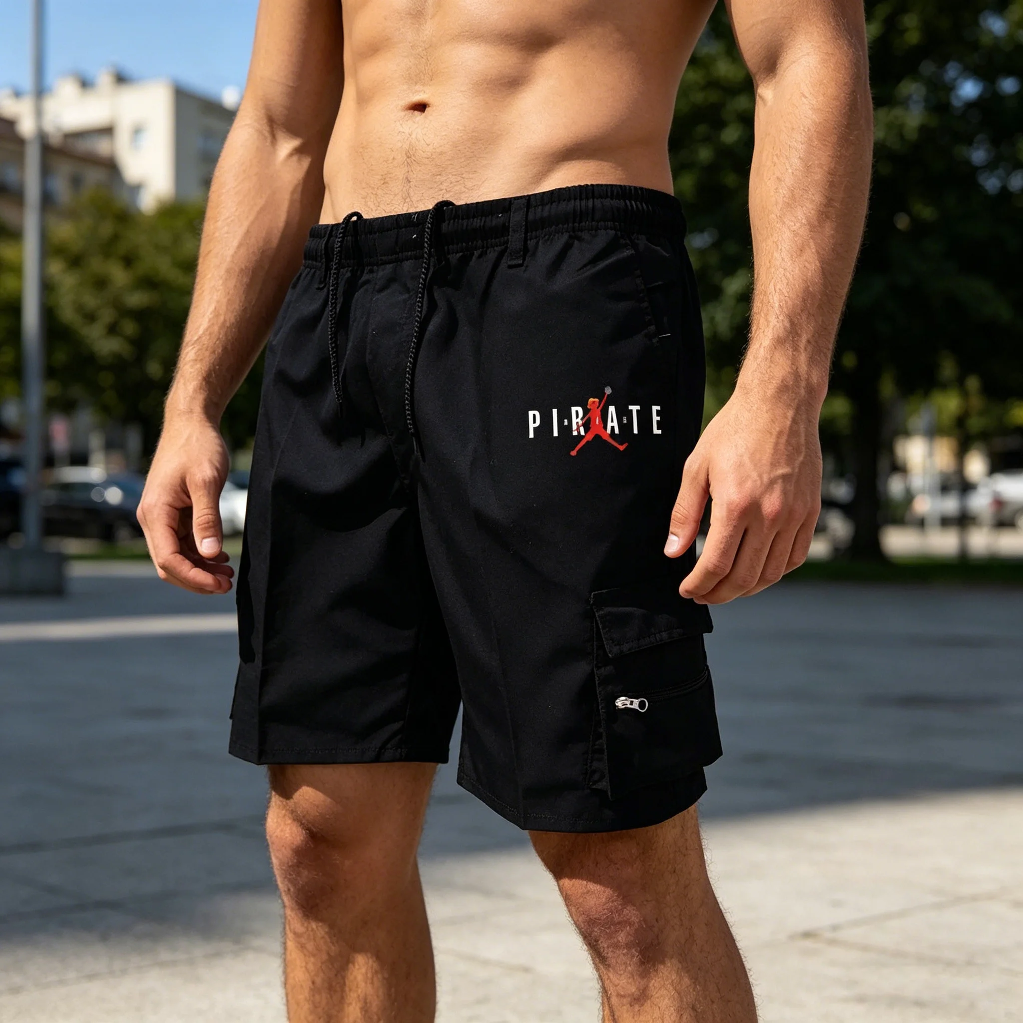 American Flag Printed Cargo Shorts Independence Day Eagle Shorts Summer Cargo Work Camping Multi-pocket Short Pants Streetwear