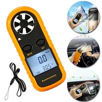 GM816 Mini Digital Anemometer LCD Display 0-30m/s Range Wind Speed Gauge 30m/s Hand-held Temperature Tester Airflow Testing