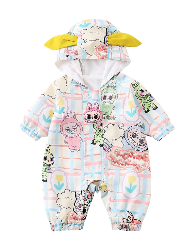 

Одежда для новорожденных, осенняя новинка, двухслойная верхняя одежда с капюшоном Sle ex Long Sve, комбинезон с рисунком Fce, комбинезон