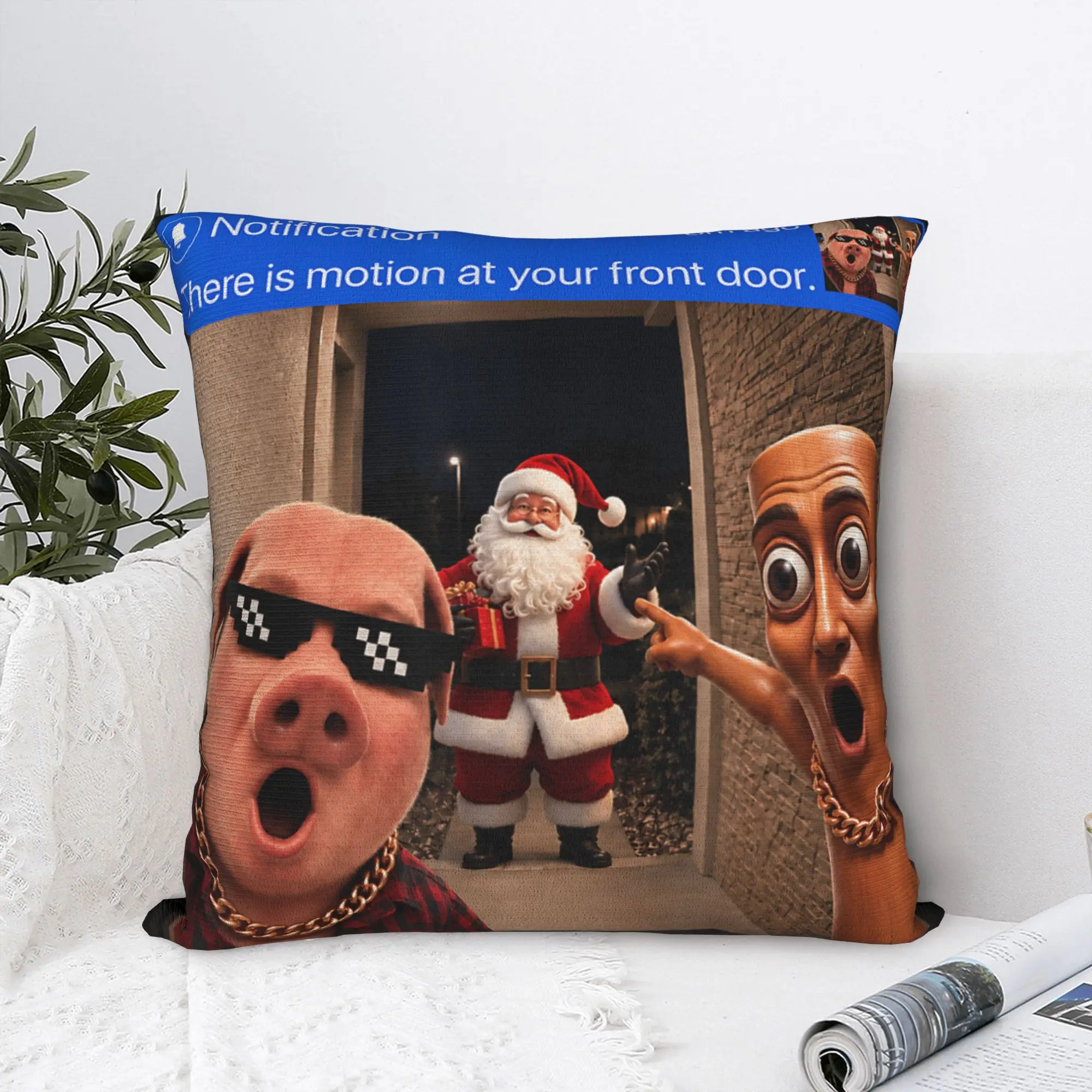Motion Tung Tung Tung Sahur John Pork Christmas Pillow Case  Soft Pillow Cover Fashion Pillowcases For Sofa Home Decoration