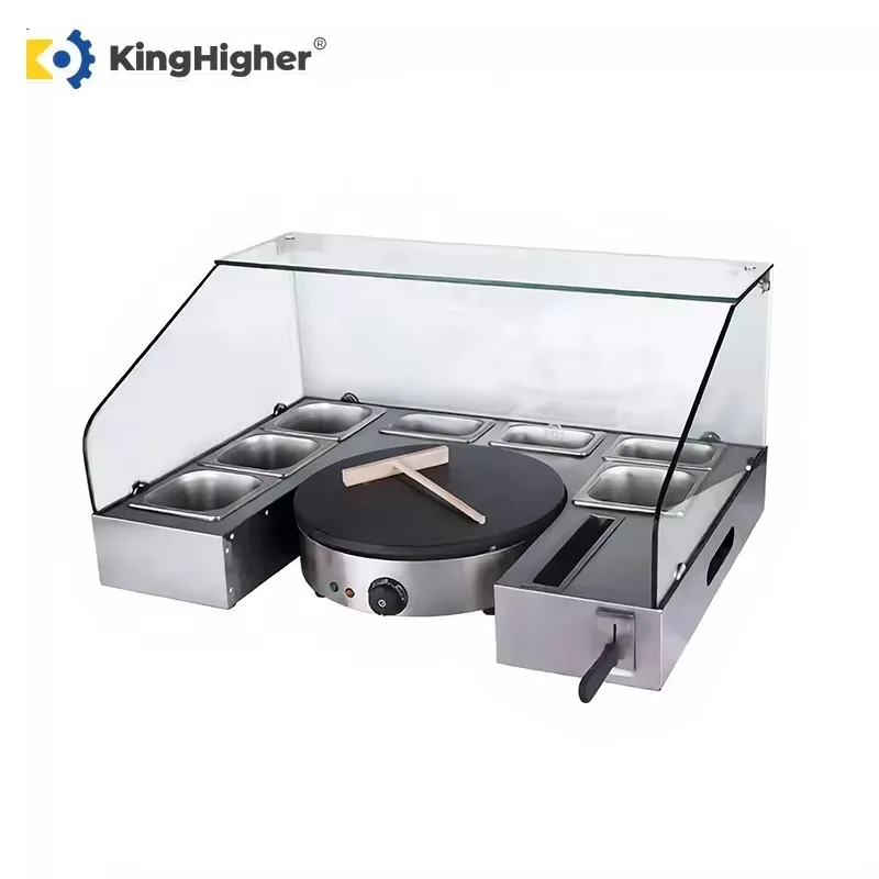 Commercial French Crepe Serving Station Stainless Steel Electric Single Crepe Maker Machine Non Stick Breakfast Pancake Maker