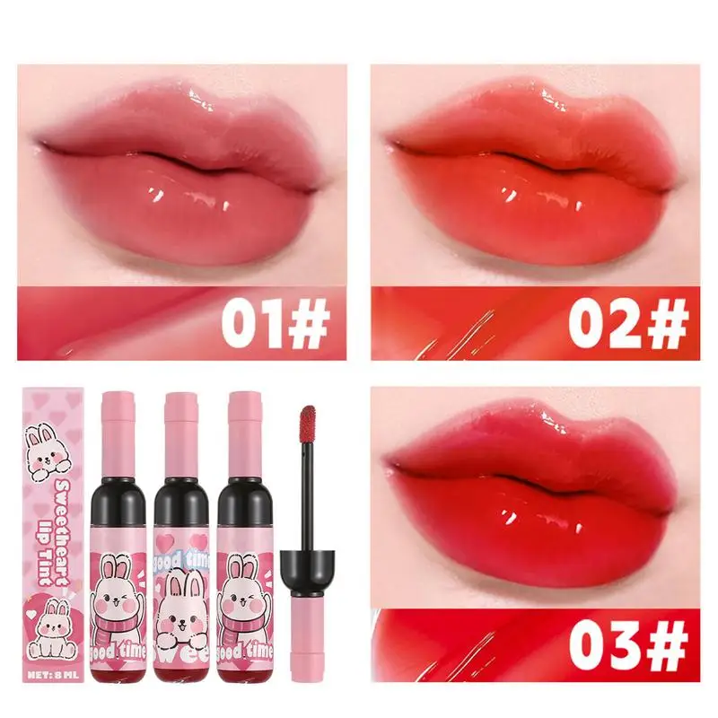 Wine Lip Stain Lips Gloss Wine Liquid Lipgloss Matte Finish Long Lasting Waterproof for Women and Girls Beauty Makeup Look