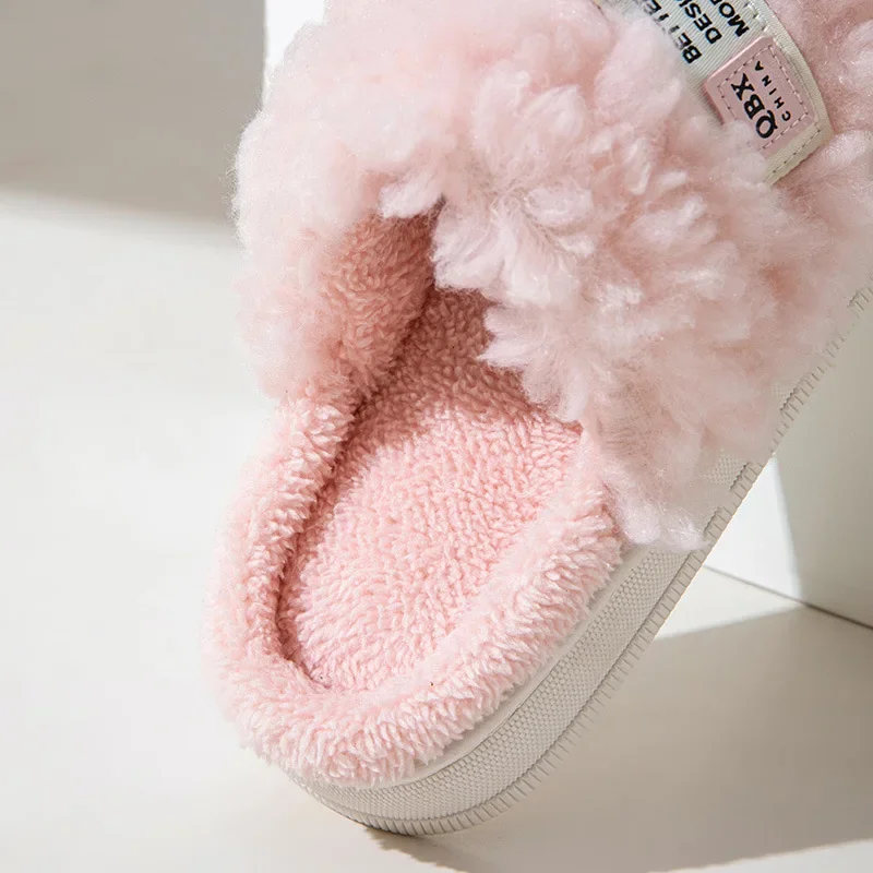 Winter Warm Indoor Fluffy Plush Home Slippers Cute  Women Men Girls Slippers Kawaii Flat Cartoo Slides Shoes