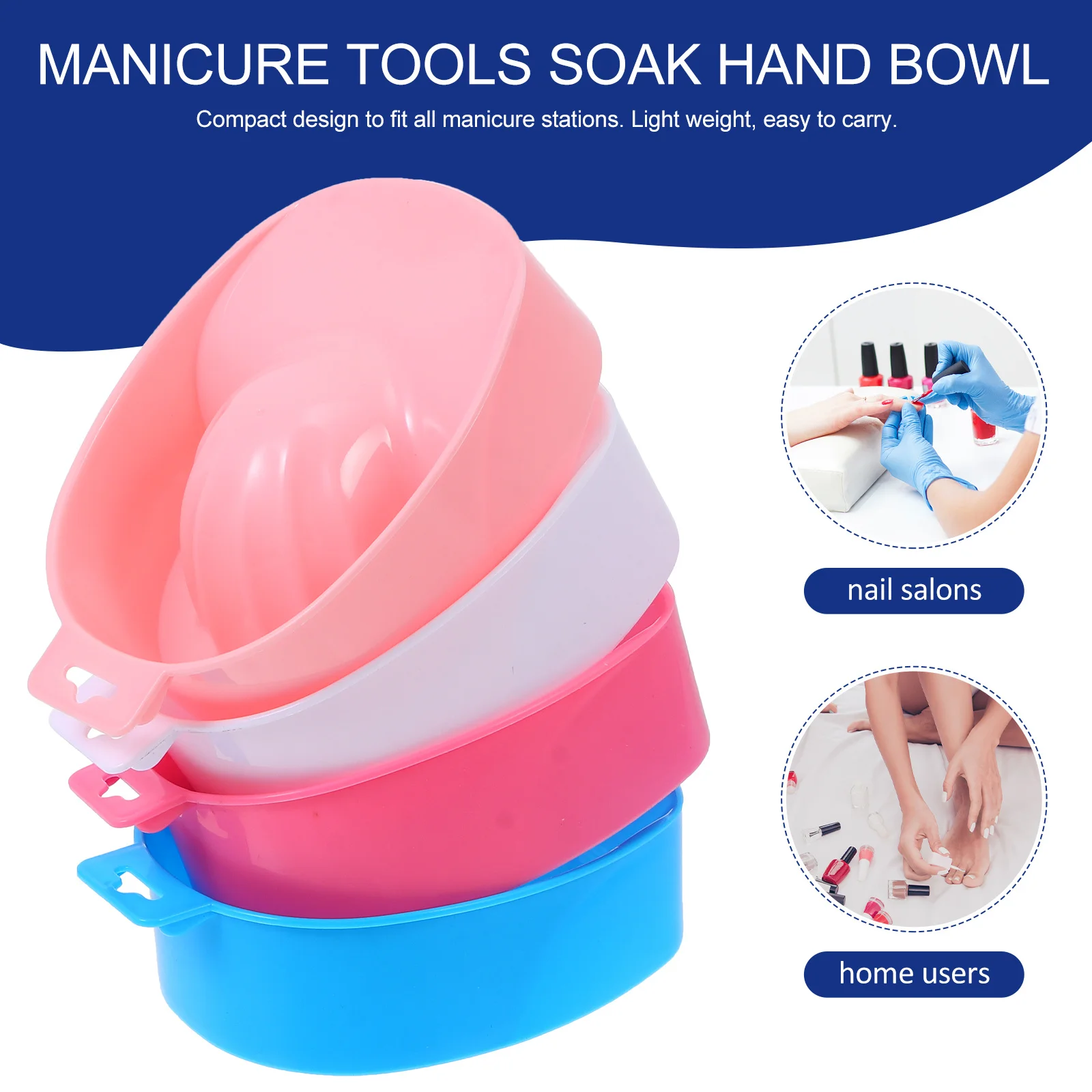 Bol de trempage pour manucure, 4 pièces, Design Durable et brillant, outils de dissolvant de vernis à ongles confortables à la main
