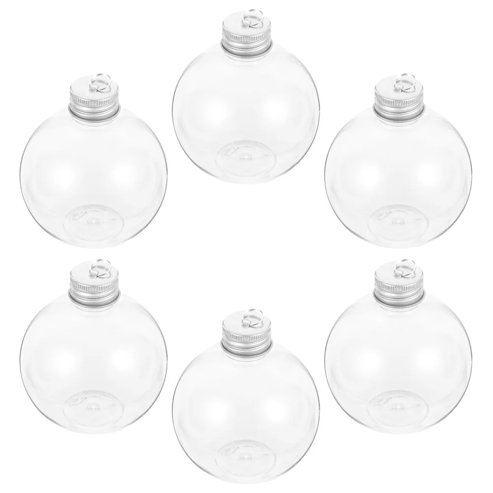 6Pcs Portable Juice Bottles Clear Bulb Shaped Pet Containers with Caps Leakproof for Milk Coffee Yogurt Storage Multipurpose