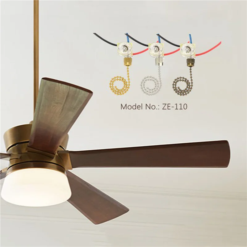 M11K-6Pack Ceiling Fan Light Switch ZE-110 Fan Switch 3 Way Speed Fan Switch Ceiling Pull Chain Switch Replacement