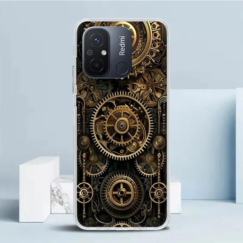 Steampunk Gear Mechanical Phone Case For Xiaomi Redmi 12C 12 10C 10 10A 9C 9A 9T 9 8 8A 7 7A 6 Pro 6A K20 K30 K40 S2 Soft Back C