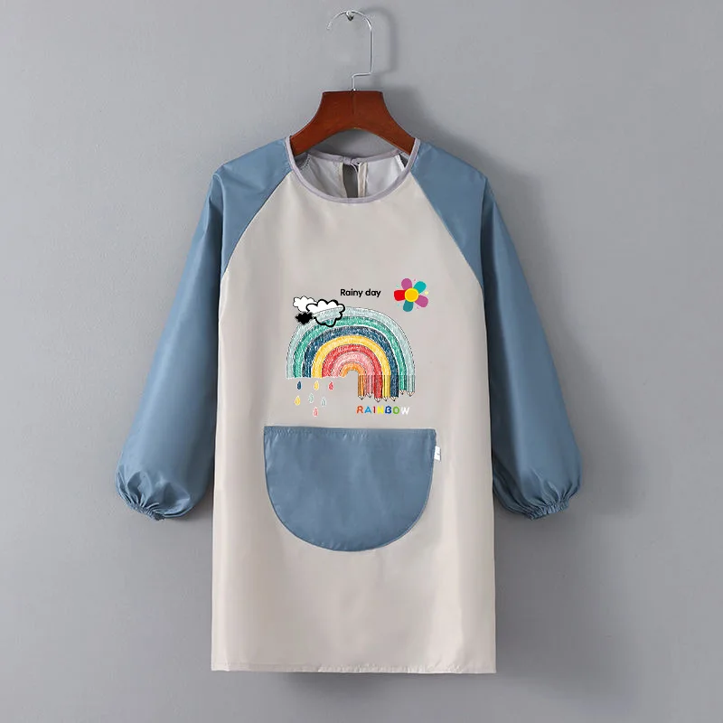 Cartoon Long Sleeved Gown Children\'s Bib Kids Boys Girls Art Craft Painting Apron Baby Feeding Smock Bib For Student