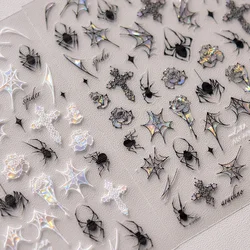 1 Pc 5D Shell Light Nail Art Stickers High Quality Three-dimensional Exquisite Embossed Black Colorful Spider Retro Nail Sticker
