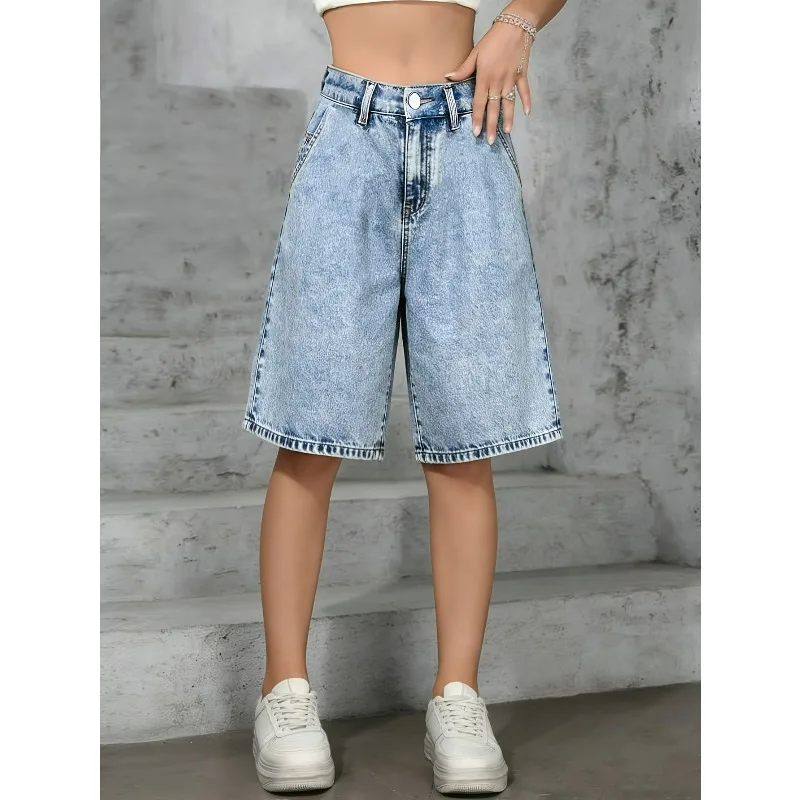 Women Summer Retro Y2k Short Jeans Baggy Vintage 2000s Low Rise Loose Wide Leg Denim Pants Korean High Street Basic Denim Shorts
