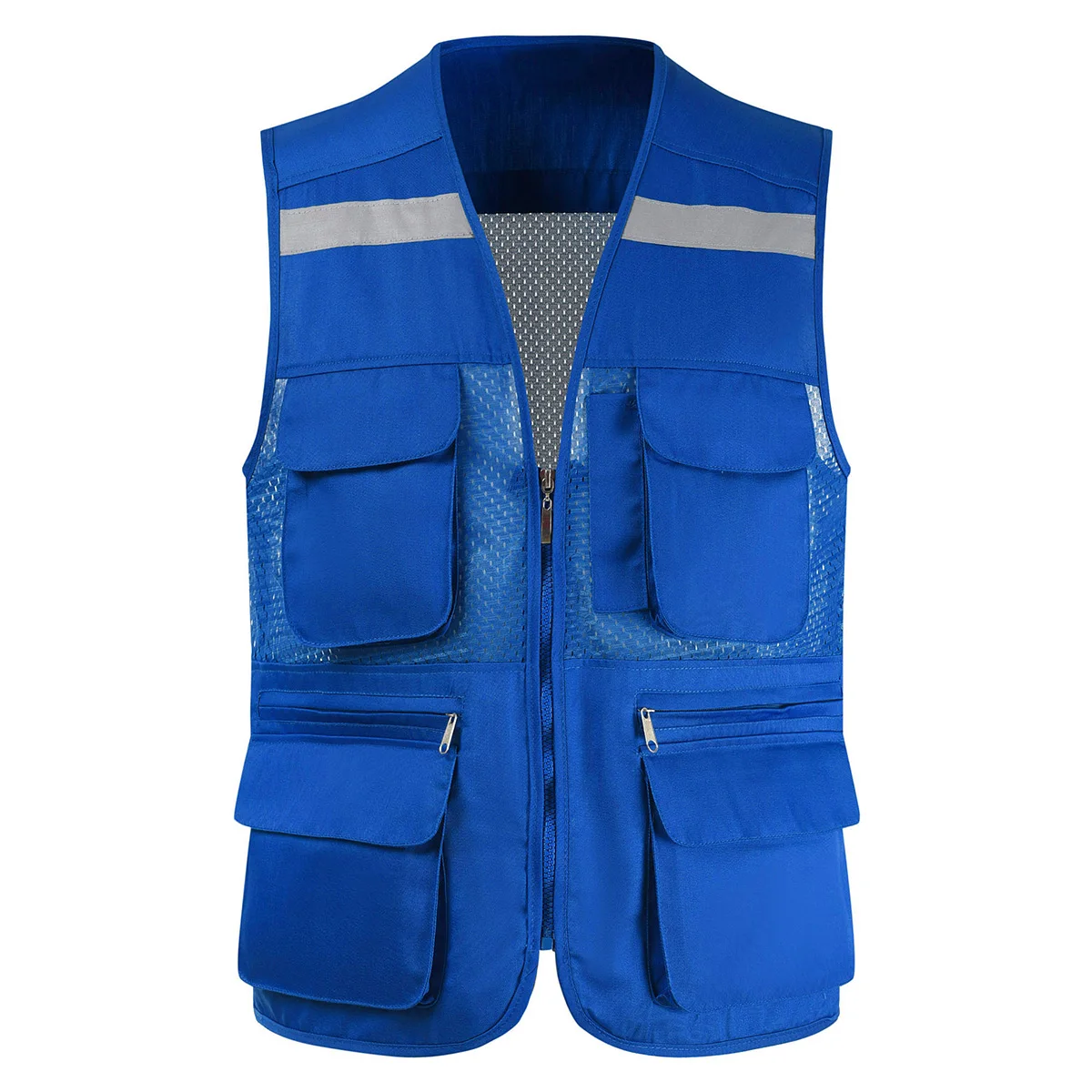 Men\'s Vest Tool Coat Fashion Summer Photographer Waistcoat Mesh Work Sleeveless Jacket Tool Multi Pockets Vest Male