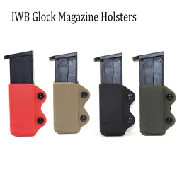 Iwb/owb kydex magazine bolsa caso para glock 17 19 26/23/27/31/32/33 m9 92f g2c único mag bolsa coldre airsoft acessórios