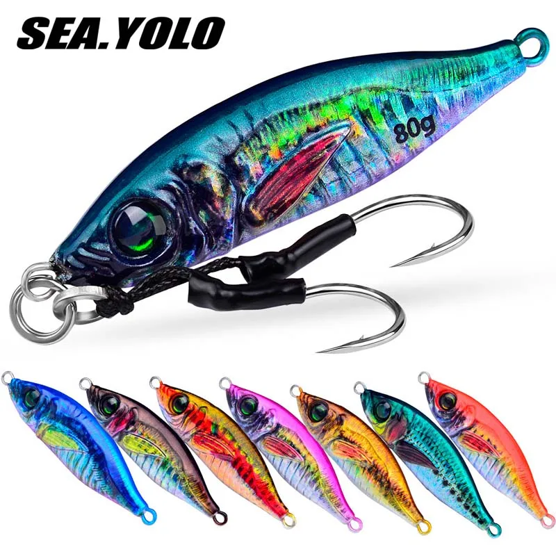 Sea.Yolo Iron Plate Fishing Lure 3D Printing 30g/6.2cm Luminous Artificial Biomimetic Long-Range Sea Fishing For Lead Fish