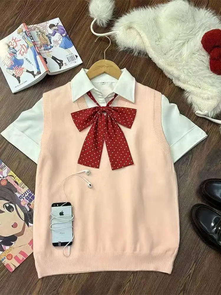 

Универсальный базовый вязаный свитер-жилет JK, 5 цветов, для студентов, для многослойного образа, с V-образным вырезом, свободного кроя