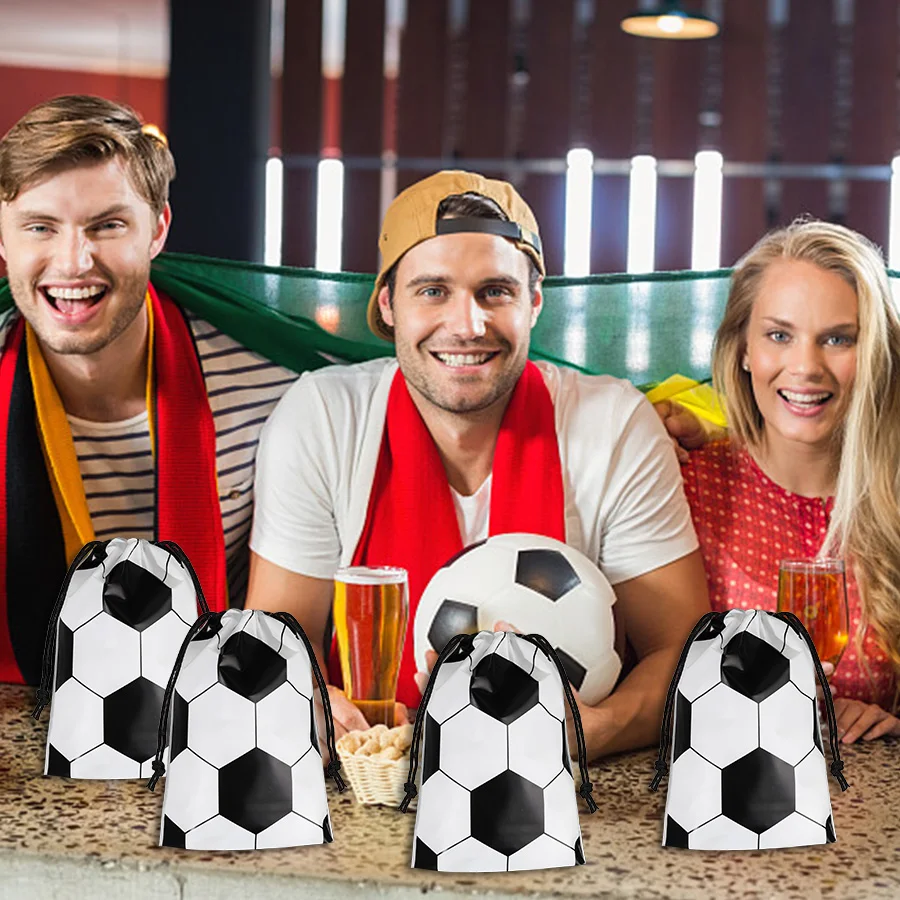 20 Stück Fußball-Party-Geschenktüten mit Kordelzug, Fußball-Sport-Thema, Geburtstagsgeschenke, Geschenktüten für Gäste, Team-Feier, Dekorationszubehör – Detail 2