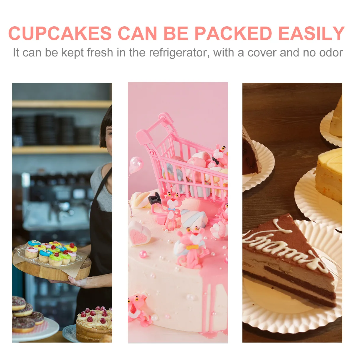 

Cake Holder with Lid Box Carrier Lids Containers Wedding Packaging Dessert Pink Carrying Case Handle