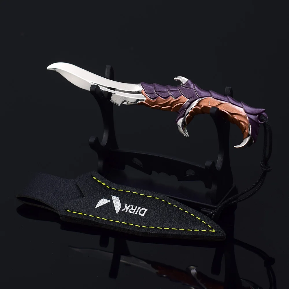 12cm Valorant Game Peripheral Keychain Skin Melee Reaver Karambit Knife Uncut Safe Alloy Weapon Model Cosplay Knife Holster Gift