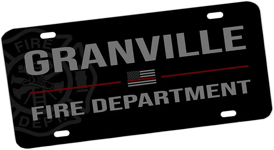 Placa de Metal Decorativa Estilo Vintage para Garagem, Compatível com os Bombeiros de Granville, Iowa, com a Fina Linha Vermelha dos Bombeiros