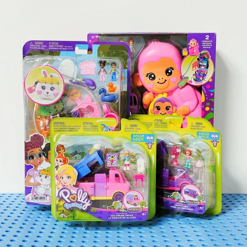 Polly Pocket Mini ocho caja del Tesoro juguetes para jugar a las casitas conejo dulce familia mariposa elefante Pp caja juguetes regalo serie modelo