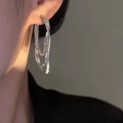 INSF Wind Flow Su Earrings Silver Needle Snake Bone Chain Front and Rear Women's Earrings and Earrings Y2K Luxury