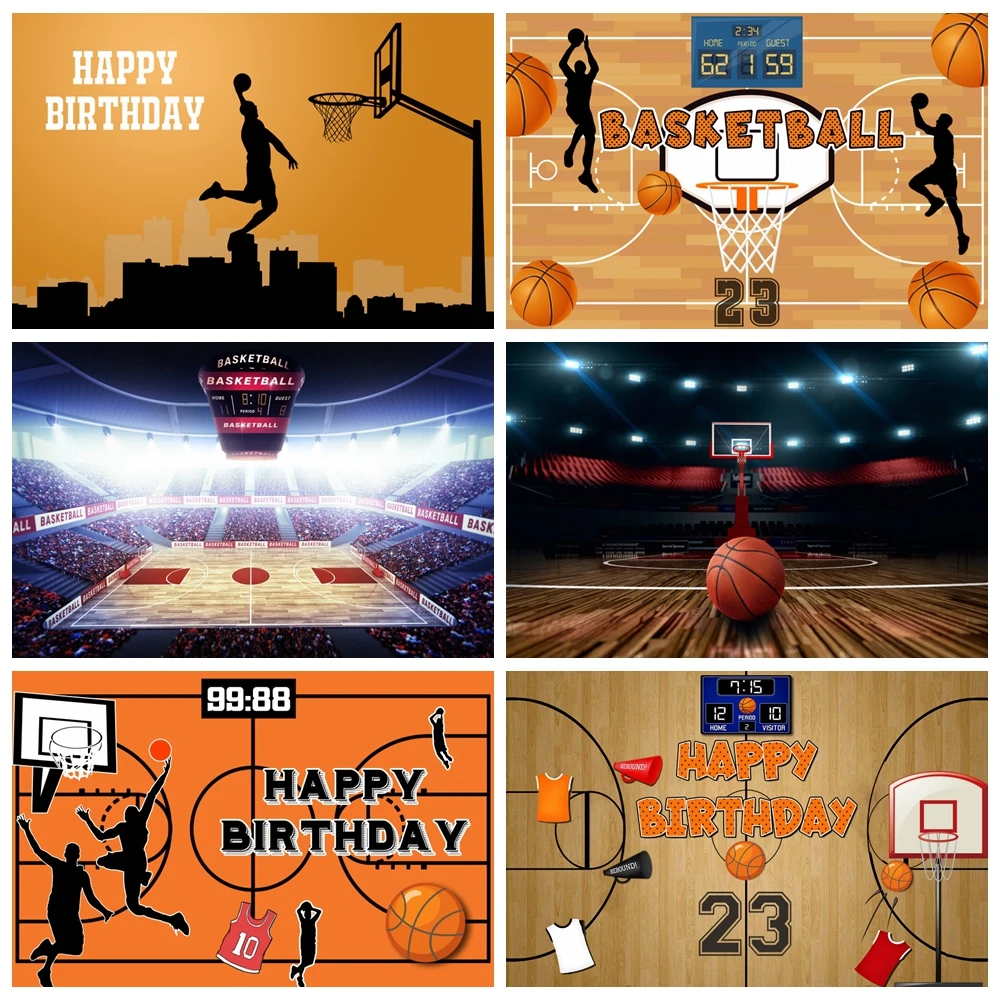 

Basketball Field Stadium Theme Background Baby Boy Birthday Party Decortion Sports Game Photography Backdrop Studio Banner