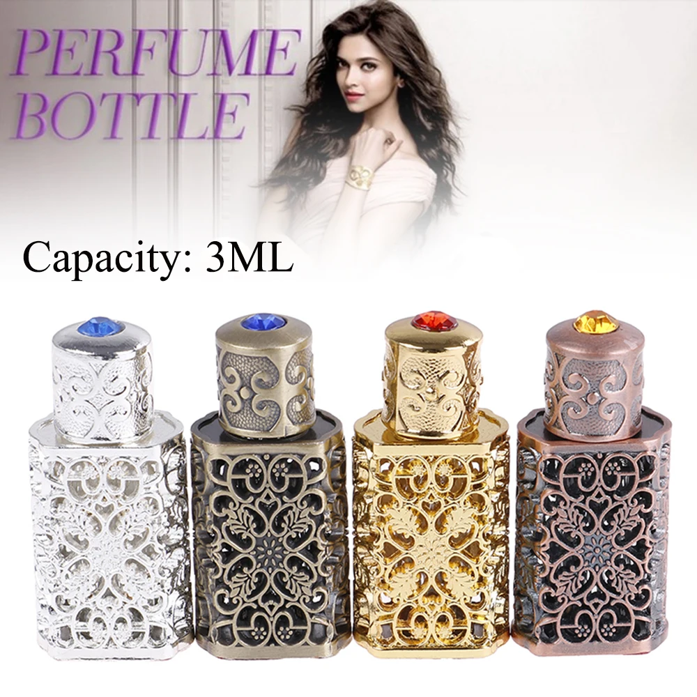 Arab Style Royal Bottle Antiqued Metal Perfume Bottle Cosmetic Container Wedding Decoration Gift Essential Oils Bottle