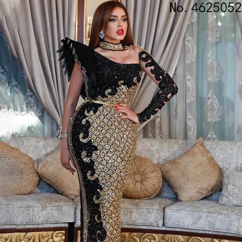 2024 Women Fashion High Street Style Long Dress Long Sleeve Strapless Dress Printed Lady Appliques Floor Length Dress