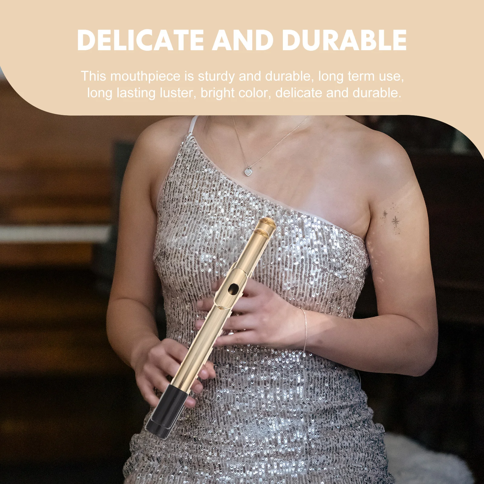 

Flute Headpipe Mouthpiece Replacement Parts Metal Abs Plastic Durable Long Lasting Easy Clean Smooth Surface Students