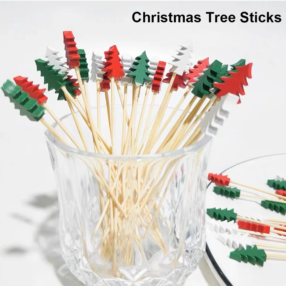 50PCS Bamboo Cocktail Picks - Decorative Toothpicks for Appetizers, Fruit Skewers with Leaves, Pumpkins, Acorns - Versatile Toot