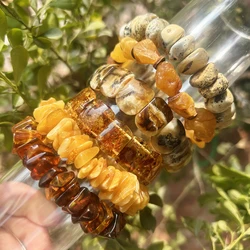 Natrural Genuine Fragrant /Baltic/ Flower Amber Bracelet Amber Irregular Chips / Oval Beads Rought Size,For Women Bracelets Gift