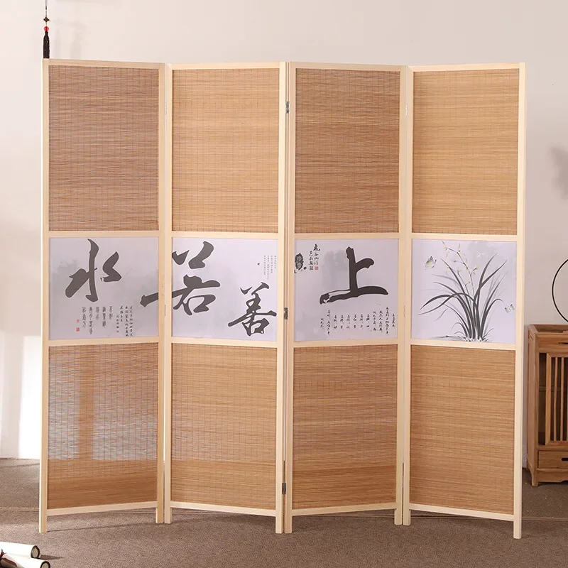 New Chinese screen partition living room modern simple simple folding mobile folding screen entrance solid wood office screen