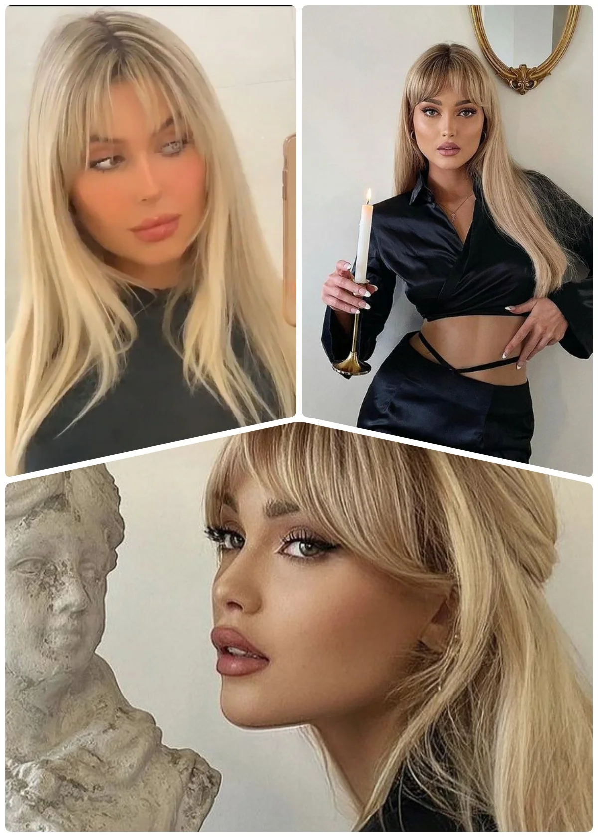 Ombre Blonde Synthetic Hair Wigs Long Straight Heat Resistant Fashion Wigs With Bangs for Women Cosplay Party Natural Wigs