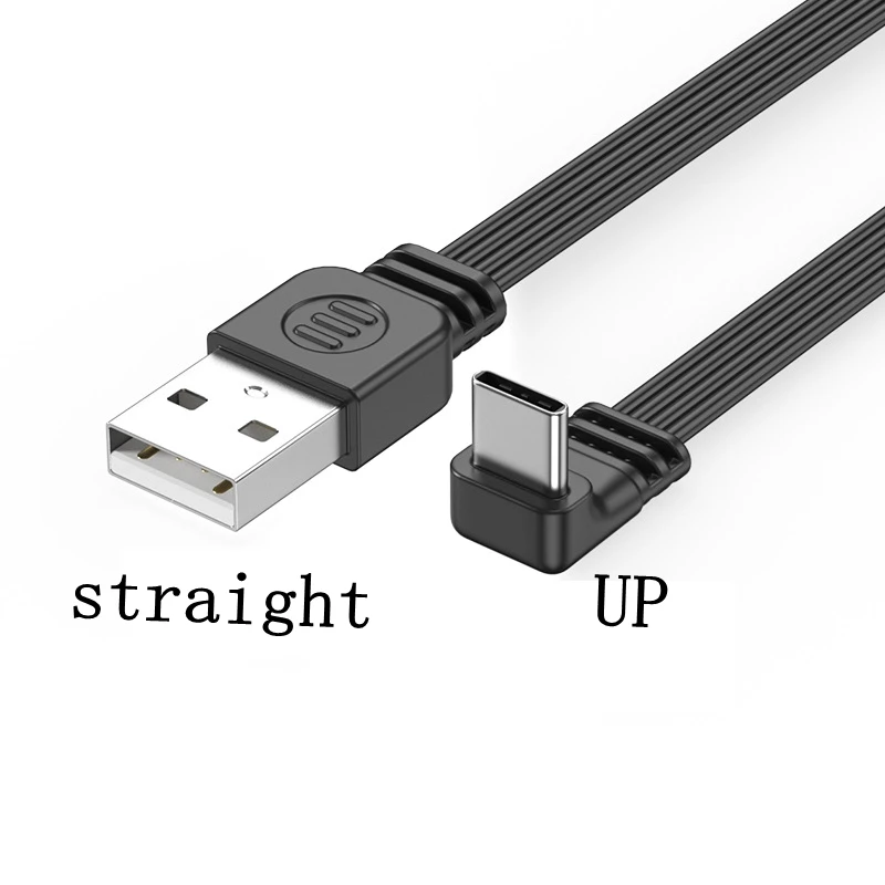 10CM-100CM Flat Flexible straight&Up & Down & Left & Right Angled 90 Degree Usb Male to Type C Male charging and Data Cable - view 4