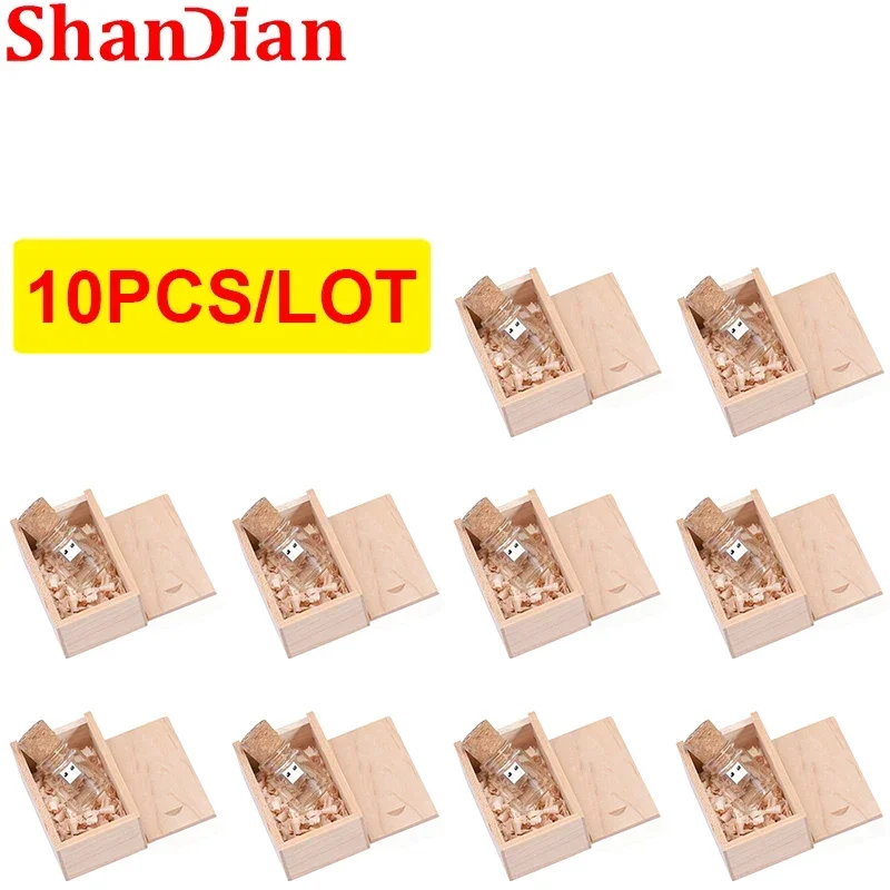 10PCS/Lot Drifting Bottle Flash Drive 128GB Free LOGO USB 2.0 Pen Drive 64GB Glass Bottle Memory Stick 32G Free LOGO U Disk 16G