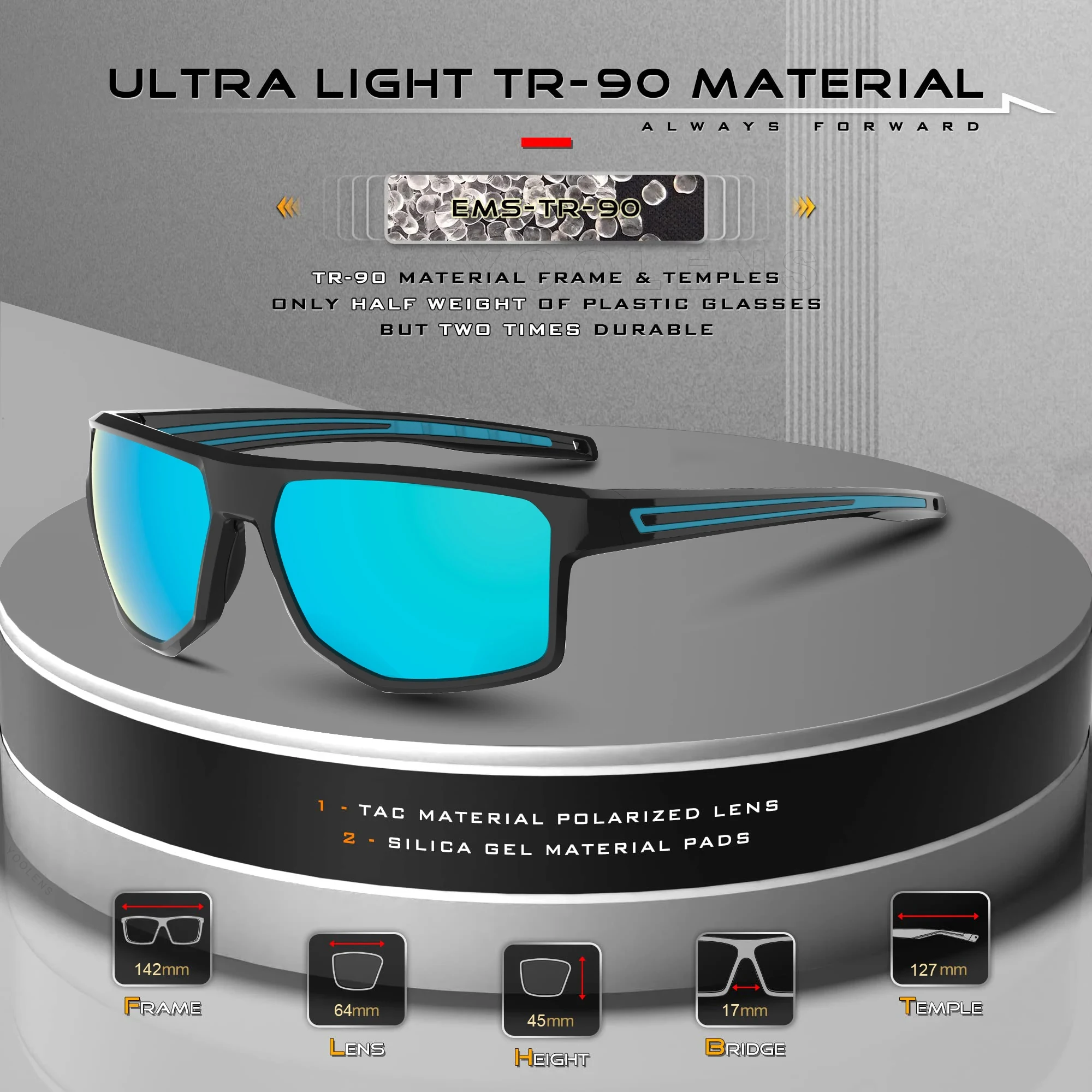 VEITHDIA Polarisierte quadratische Vintage-Sonnenbrille TR90 VA012 Sport-Sonnenbrille für Männer und Frauen, Angeln, Laufen, Radfahren, Golf, Fahren – Detail 1