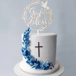 Taufe Cake Decoration With God Blessed Wood Dove And Cross For First Communion Cakes for Baptism Religious Baptism Baby Shower