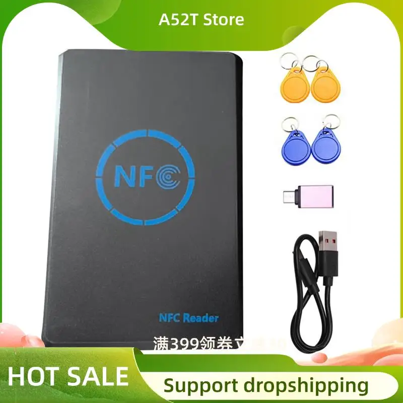 

A52T 5-полосный NFC смарт-чип-ридер/запись + 2X брелок CUID UID 125K 13,56M копир HID Дубликатор тегов клон ID IC брелок для ключей