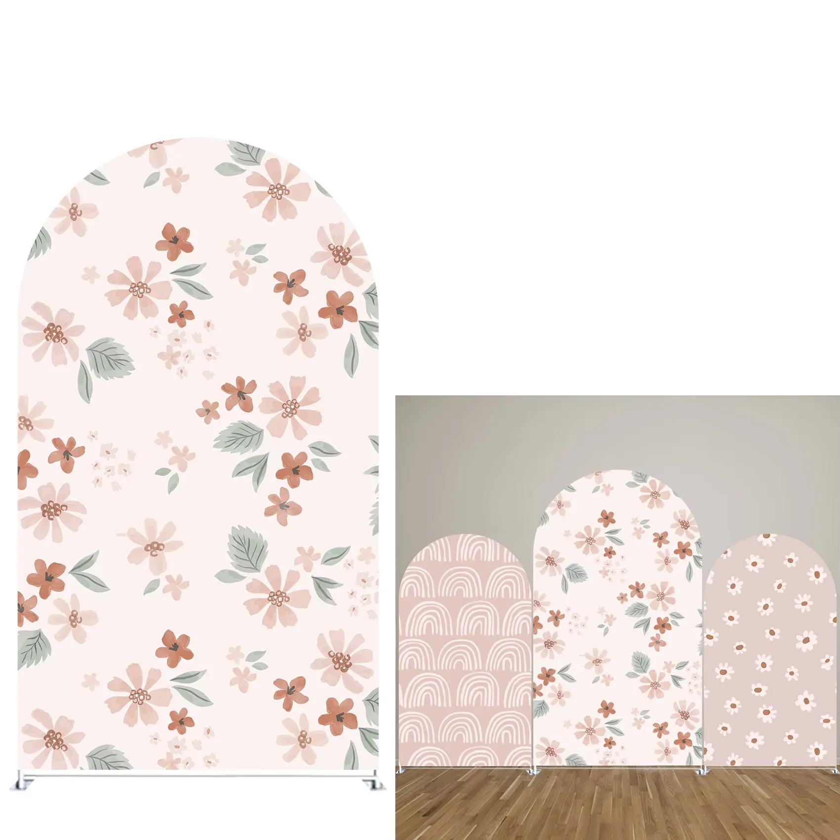 Mehofond acuarela flores arco telón de fondo cubierta Arco Iris bebé fiesta de cumpleaños Baby Shower arqueado 2 lados decoración fondo Prop